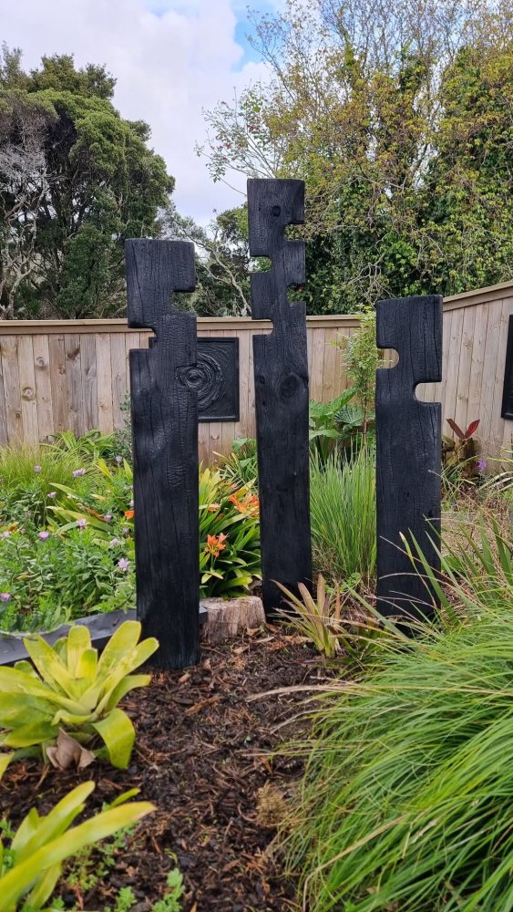 Triple set garden sculptures
